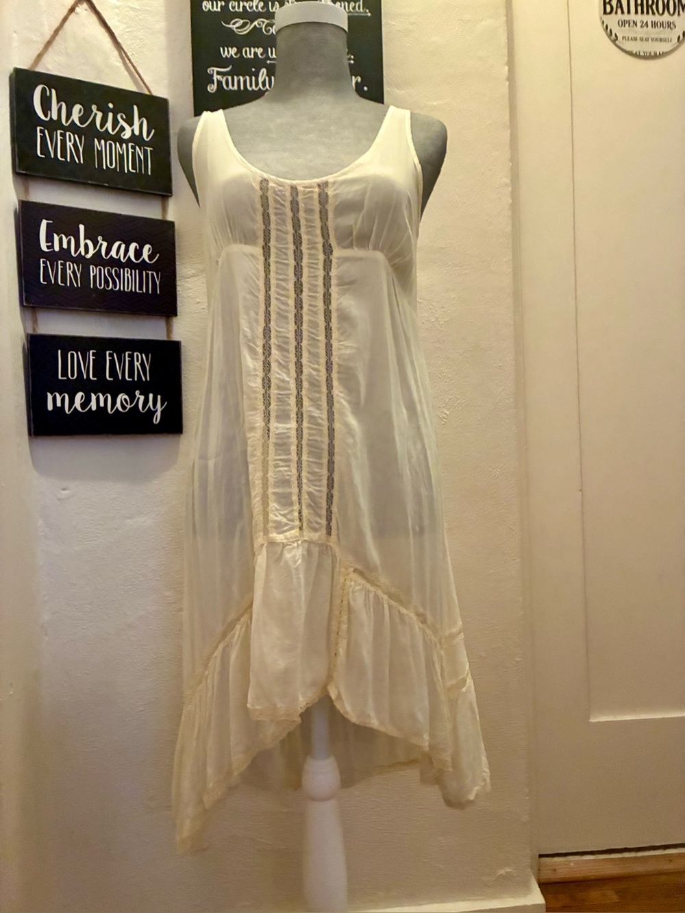 FREE PEOPLE Light Cream Sleeveless Cotton Sundress - Women's🎈